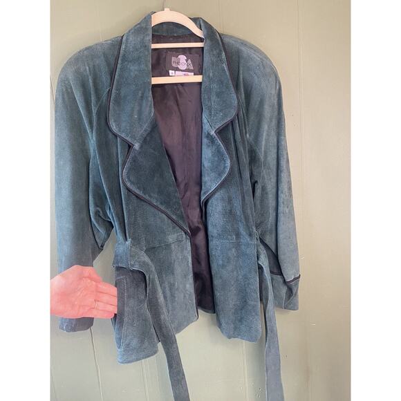 Phoenix Vintage Jacket Womens Size Small Rare Green Suede Coat 90s y2k - Picture 9 of 11